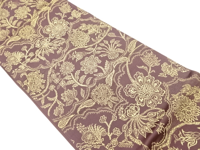 花唐草模様織出し袋帯